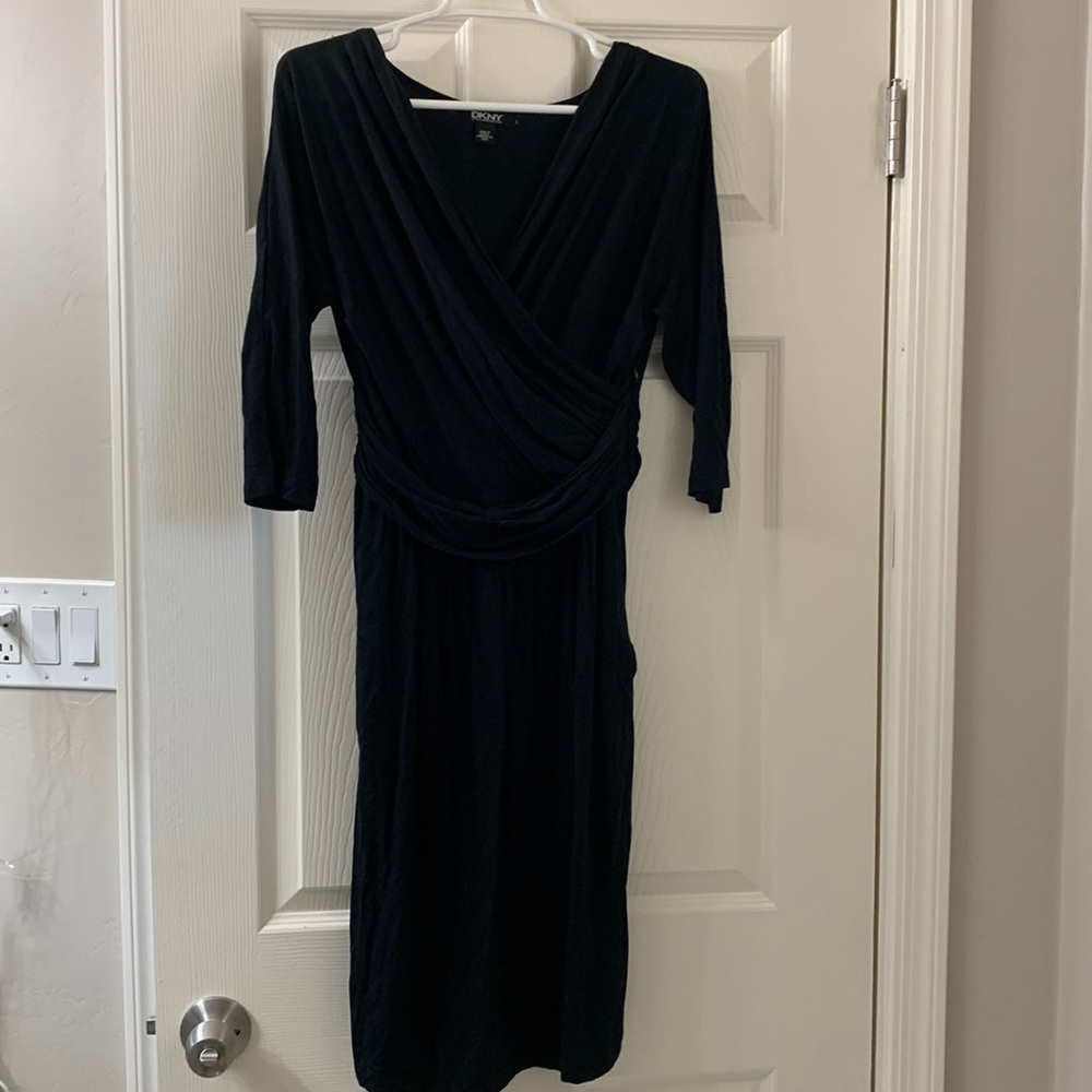 3/4 length sleeve DKNY black dress.